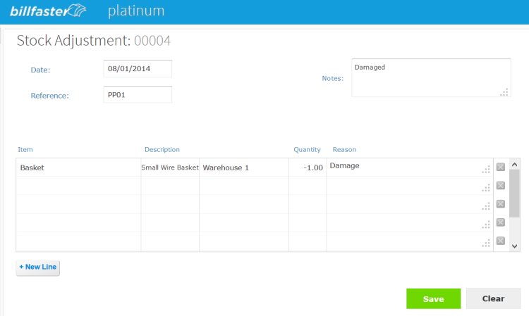 billfaster stock adjustment